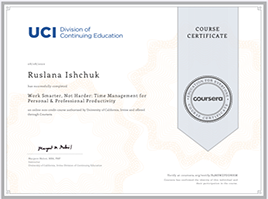 Іщук Руслана першою в Черкаському районі завершила онлайн навчання на «Coursera»